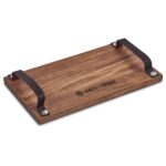 Serendipio Large Farm Style Wooden Tray with Leather Straps