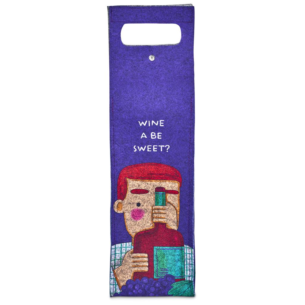 Pre-Production Sample Hoppla Velto RPET Felt Single Wine Carrier - Image 7