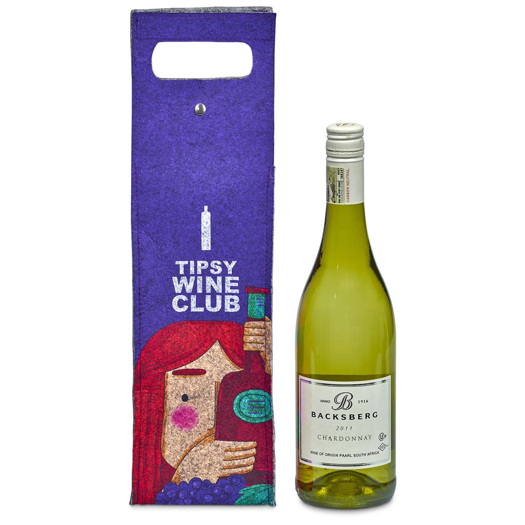 Pre-Production Sample Hoppla Velto RPET Felt Single Wine Carrier - Image 5