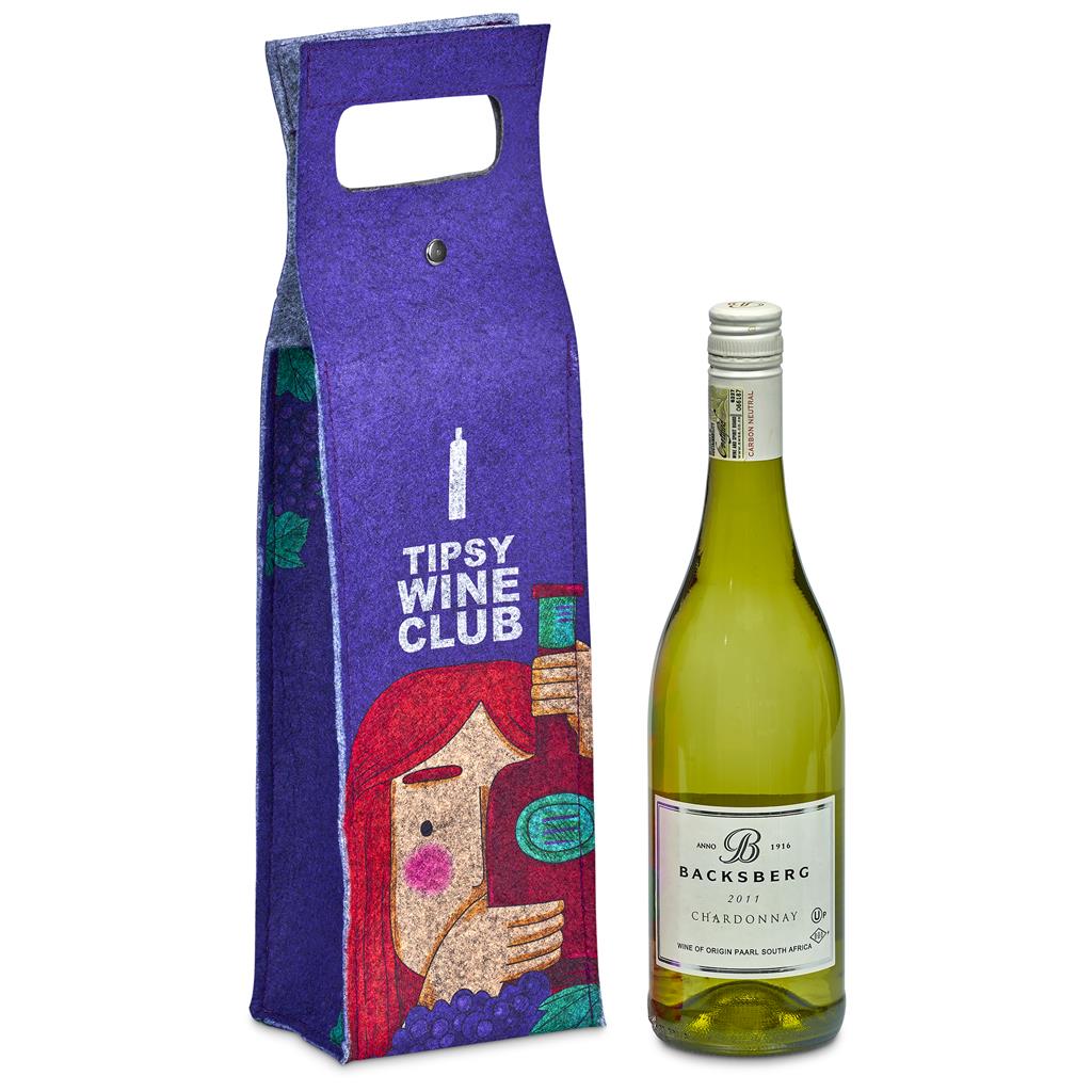 Pre-Production Sample Hoppla Velto RPET Felt Single Wine Carrier - Image 2