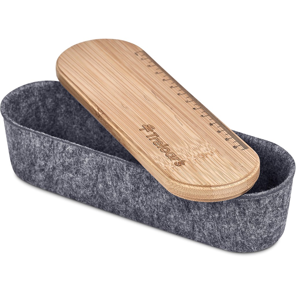 Okiyo Byoga Recycled PET Felt & Bamboo Stationery Case - Image 3