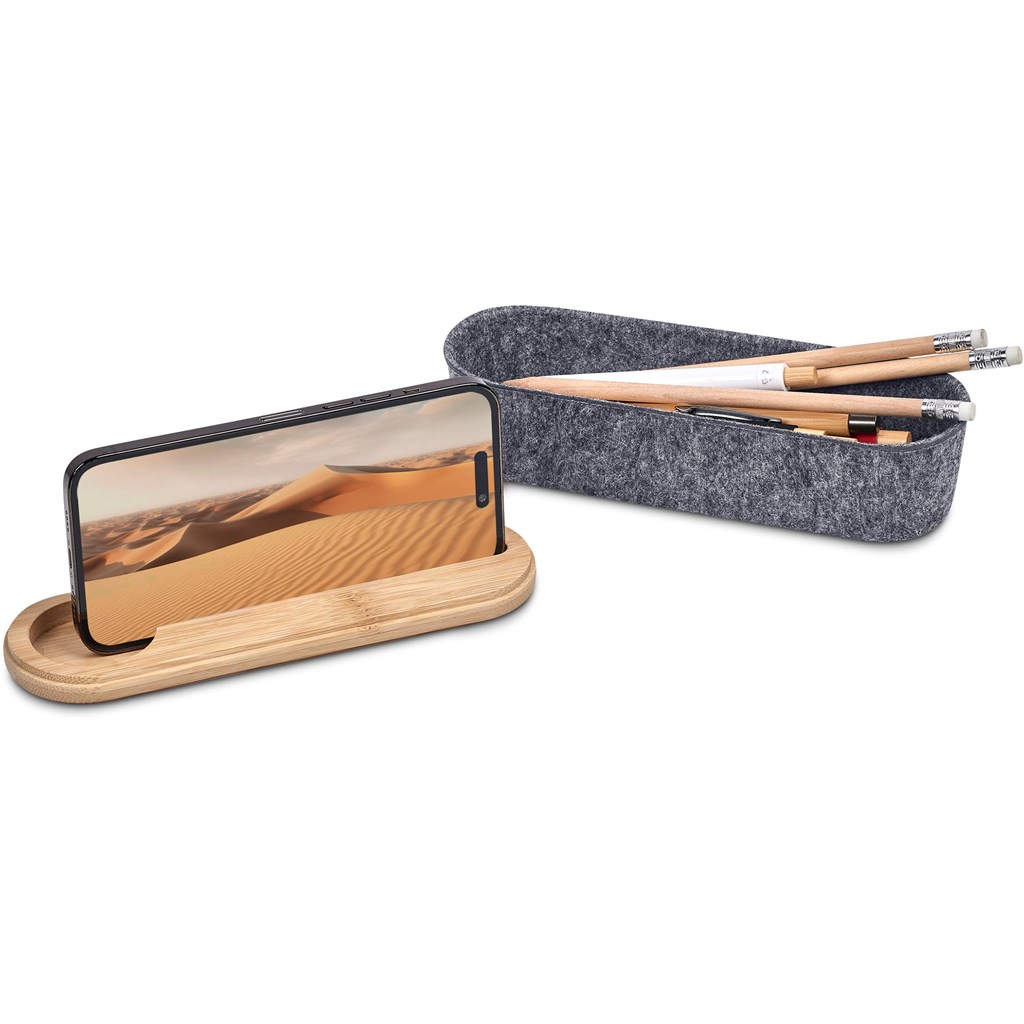 Okiyo Byoga Recycled PET Felt & Bamboo Stationery Case - Image 4