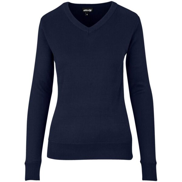 Ladies Long Sleeve Peru V-Neck Jersey - Navy