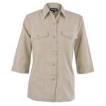 Ladies 3/4 Sleeve Sally Casual Shirt - Stone