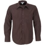 Mens Long Sleeve Manhattan Striped Shirt - Brown Old