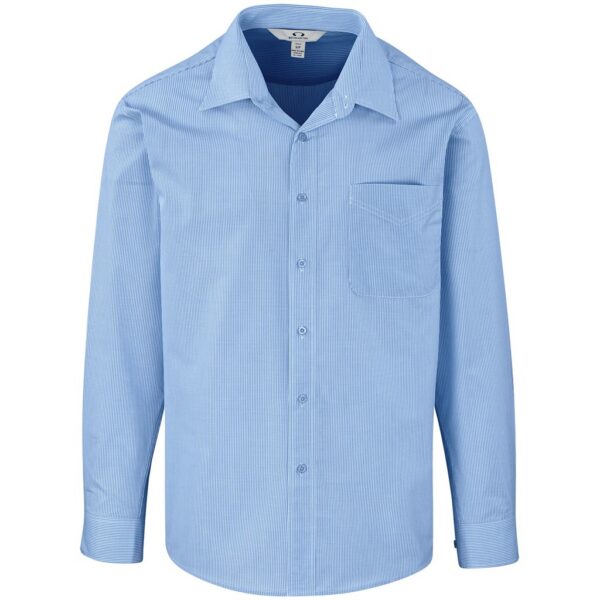 Mens Long Sleeve Micro Check Shirt - Light Blue
