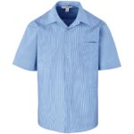 Mens Short Sleeve Micro Check Shirt - Light Blue