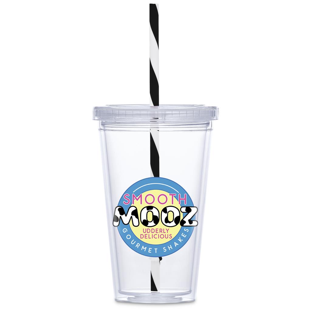 Malibu Double-Wall Plastic Tumbler & Straw - 470ml - Image 6