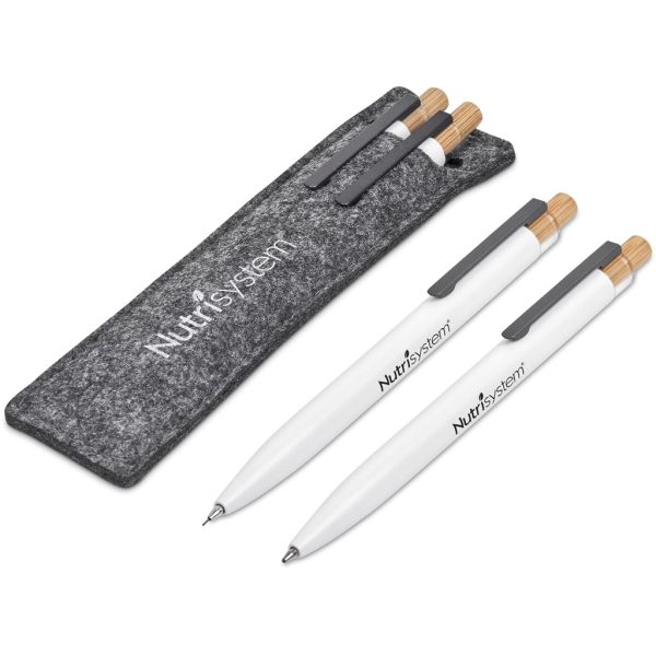 Okiyo Mimo Recycled Aluminum Ball Pen & Pencil Set - Solid White