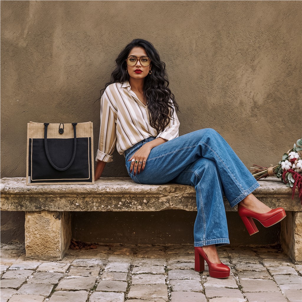 Okiyo Umi Jute & Cotton Tote - Image 6