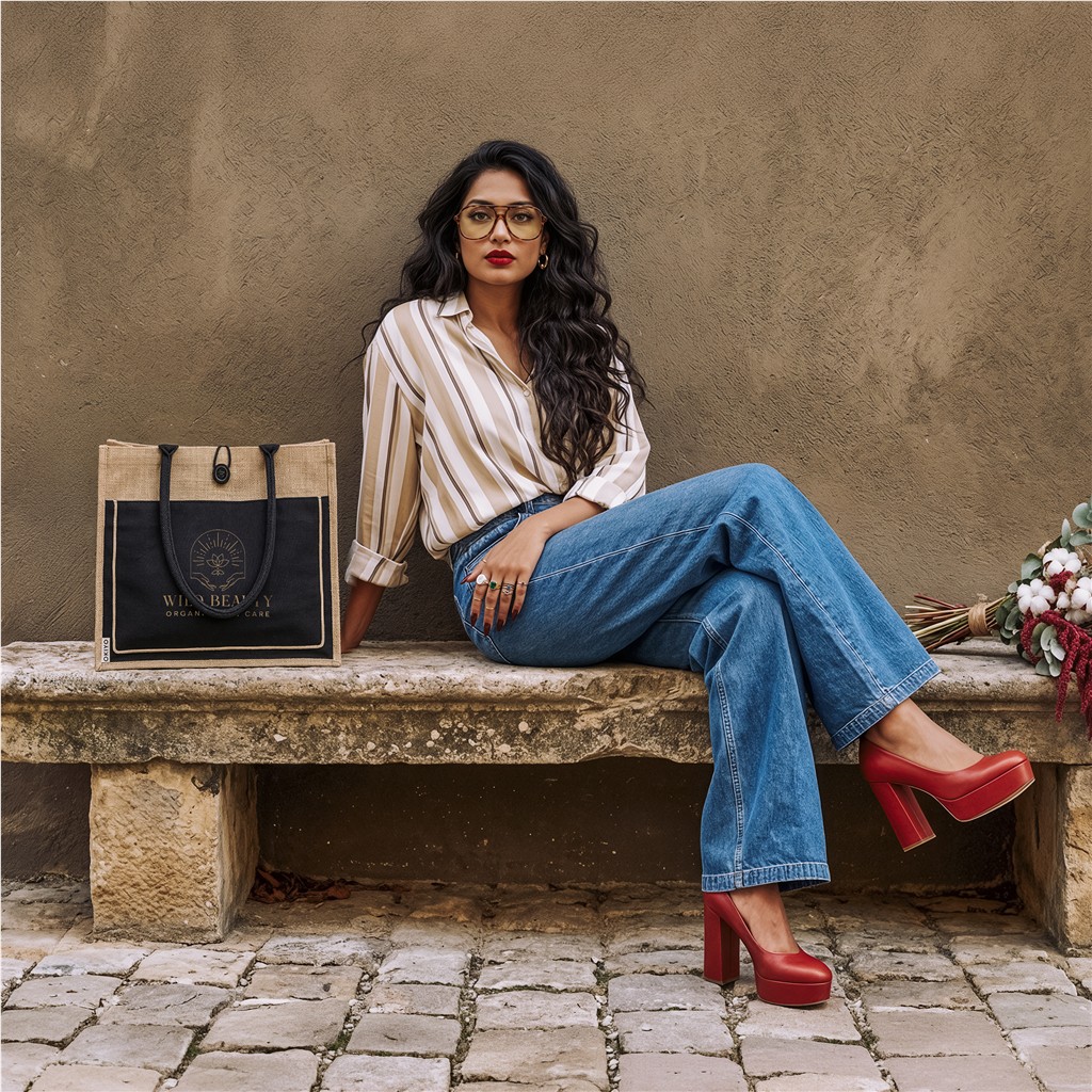Okiyo Umi Jute & Cotton Tote - Image 5