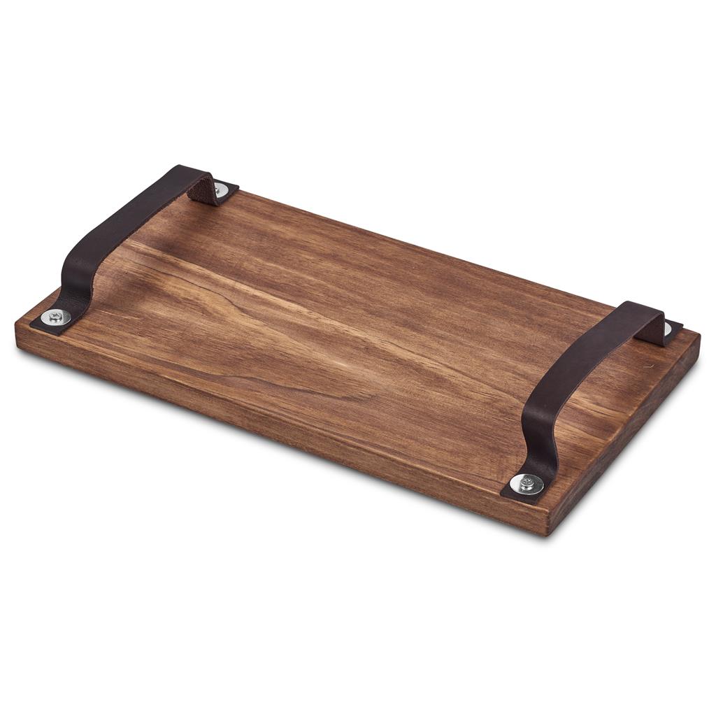 Serendipio Large Farm Style Wooden Tray with Leather Straps - Image 4