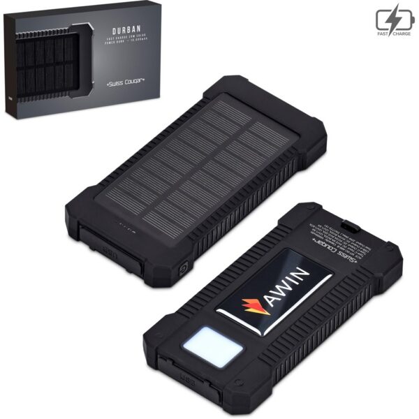 Swiss Cougar Durban Fast Charge 20W Solar Power Bank -10 000mAh