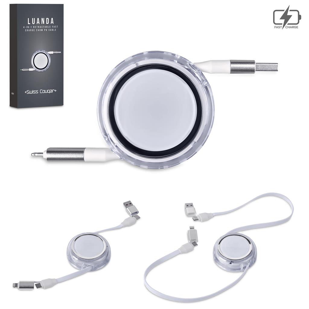 Swiss Cougar Luanda 4-in-1 Retractable Fast Charge 240W Power Delivery Cable - Image 7