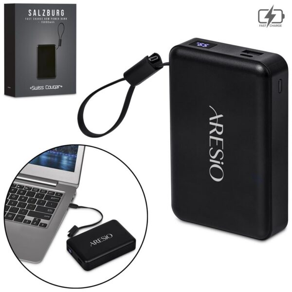 Swiss Cougar Salzburg Fast Charge 65W PD & QC Power Bank 15,000mAh