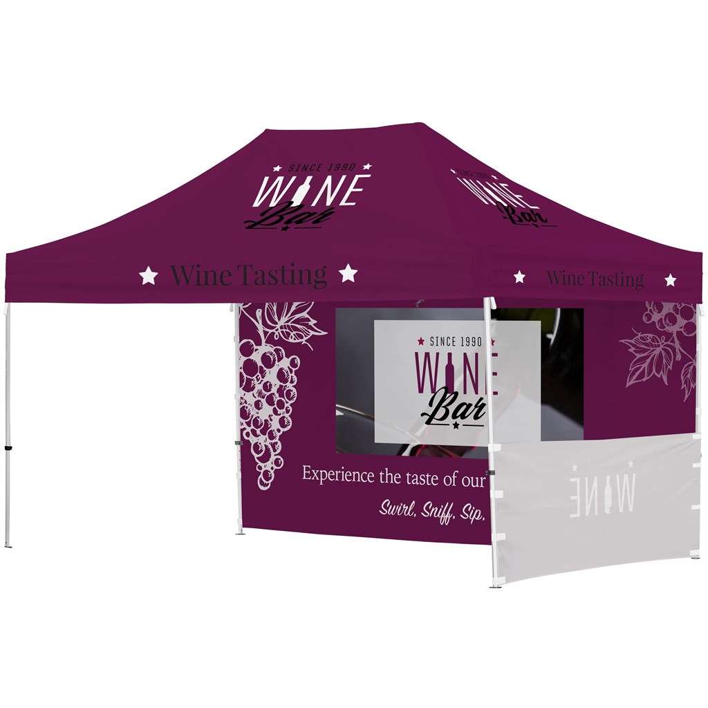 Ovation Sublimated Gazebo 4.5m X 3m - 1 Short Half-Wall Skin - 1 Long Full-Wall Skin - Image 7