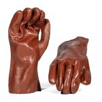 Brown PVC Abrasion Glove Open Cuff 27cm - Pack Of 12 Pairs