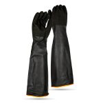 Black Industrial Rubber Glove Rough Palm 55cm - Pack Of 12 Pairs