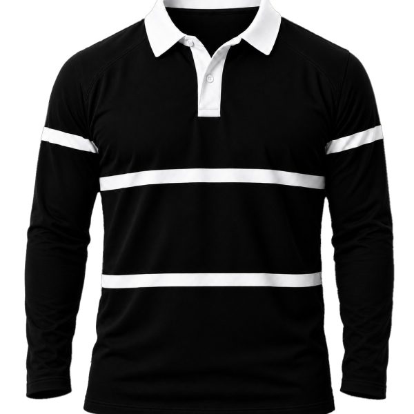 +27 Unisex Rugby Jersey, Double Stripe Long Sleeve, Cotton Fleece