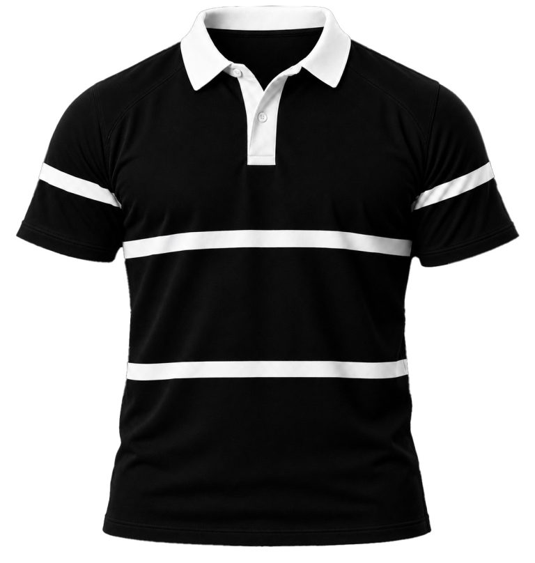 +27 Unisex Rugby Jersey, Double Stripe Short Sleeve, Cotton Fleece