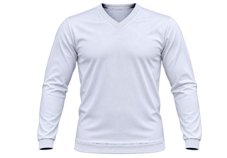 +27 Unisex V-Neck T-shirt, Fitted Long Sleeve, Reverse Birdseye