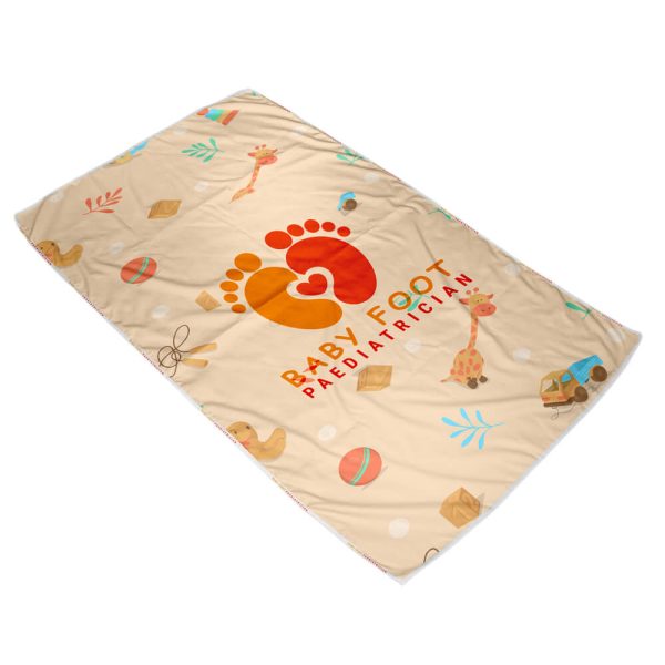 Marble Microfibre Baby Blanket D/S Print Binded With Personalised Branded Petersham Webbing