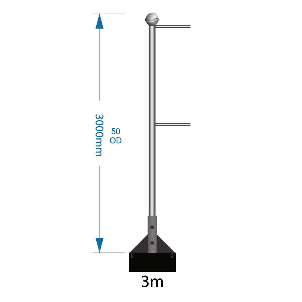 Bannerpole Roof 3m - 2 arm - including installation (one unit) - Image 2