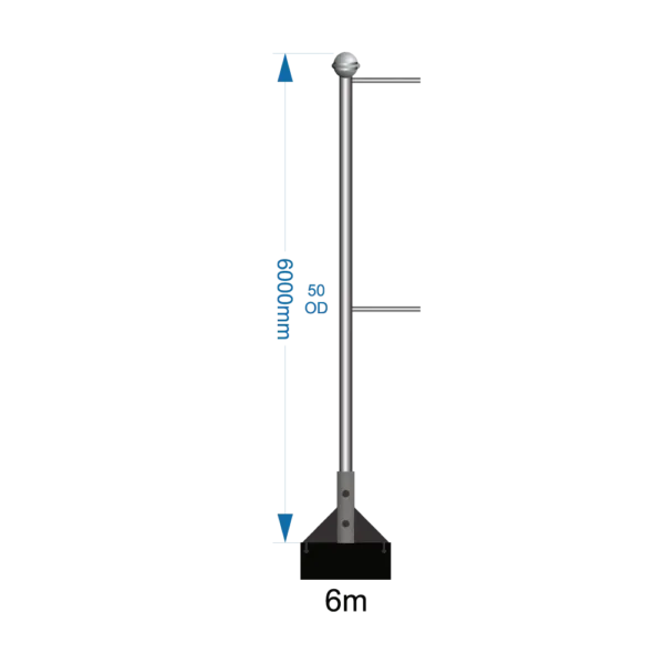 Bannerpole Ground 6m - 2 arm - including installation (one unit)