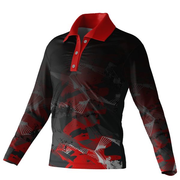 Dye Sub Kid's Golf Shirt, Fitted Long Sleeve, Birdseye