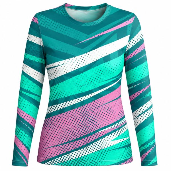 Dye Sub Ladies Crew Neck T-shirt, Fitted Long Sleeve, Sport Tec