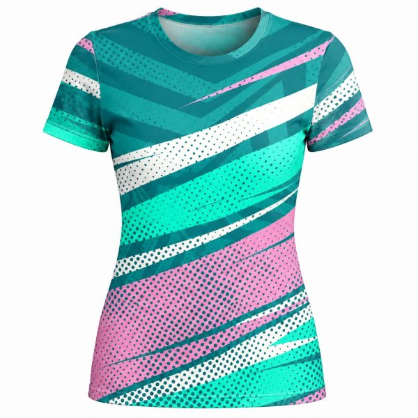 Dye Sub Ladies Crew Neck T-shirt, Fitted Short Sleeve, Sport Tec
