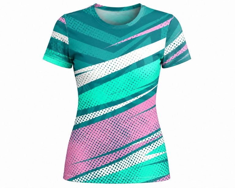Dye Sub Ladies Crew Neck T-shirt, Fitted Short Sleeve, Sport Tec