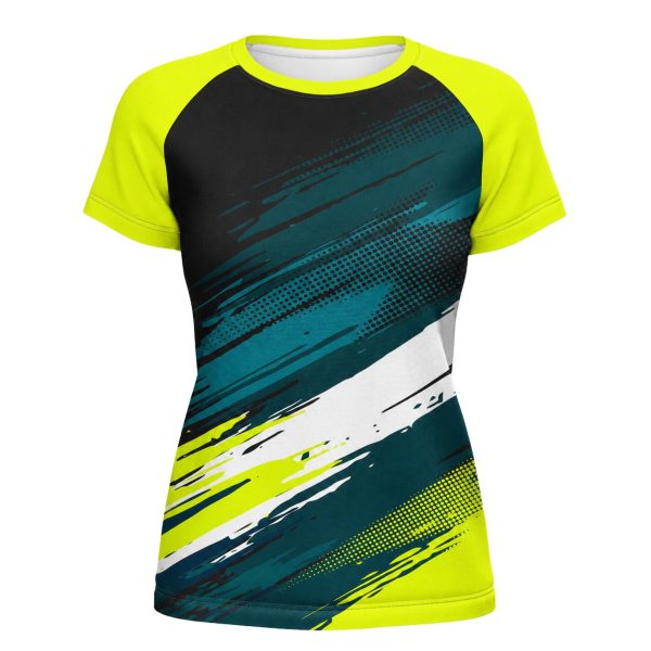 Dye Sub Ladies Crew Neck T-shirt, Raglan Short Sleeve, Birdseye