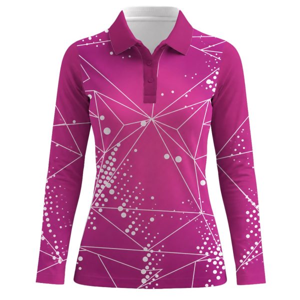 Dye Sub Ladies Golf Shirt, Fitted Long Sleeve, Reverse Birdseye