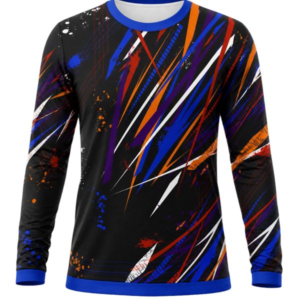 Dye Sub Ladies Ringer Crew Neck T-shirt, Fitted Long Sleeve, Sport Tec