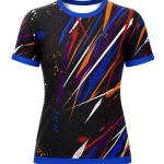Dye Sub Ladies Ringer Crew Neck T-shirt, Fitted Short Sleeve, Reverse Birdseye