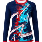 Dye Sub Ladies Ringer Crew Neck T-shirt, Raglan Long Sleeve, Sport Tec
