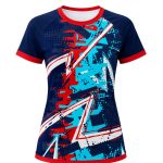 Dye Sub Ladies Ringer Crew Neck T-shirt, Raglan Short Sleeve, Reverse Birdseye