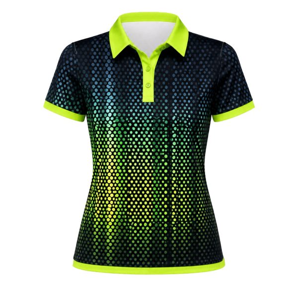 Dye Sub Ladies Ringer Golf Shirt, Fitted Short Sleeve, Birdseye
