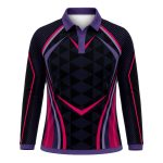 Dye Sub Ladies Ringer Golf Shirt, Raglan Long Sleeve, Birdseye