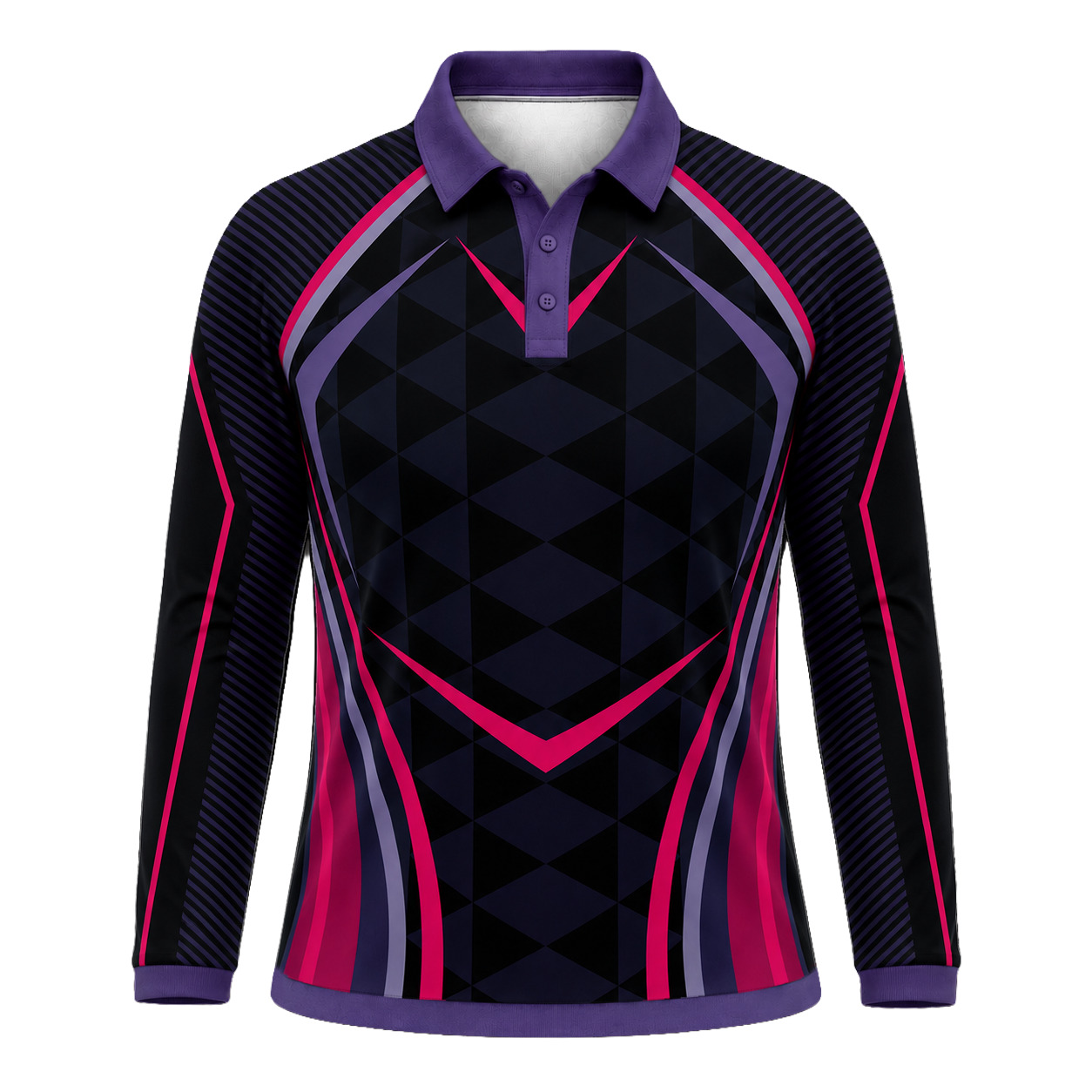 Dye Sub Ladies Ringer Golf Shirt, Raglan Long Sleeve, Birdseye