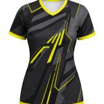 Dye Sub Ladies Ringer V-Neck T-shirt, Fitted Short Sleeve, Drop Needle