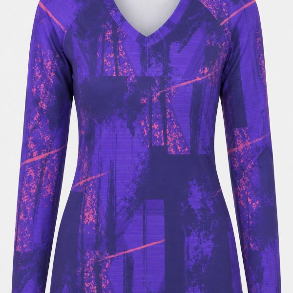 Dye Sub Ladies V-Neck T-shirt, Raglan Long Sleeve, Birdseye