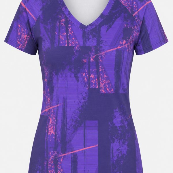 Dye Sub Ladies V-Neck T-shirt, Raglan Short Sleeve, Reverse Birdseye