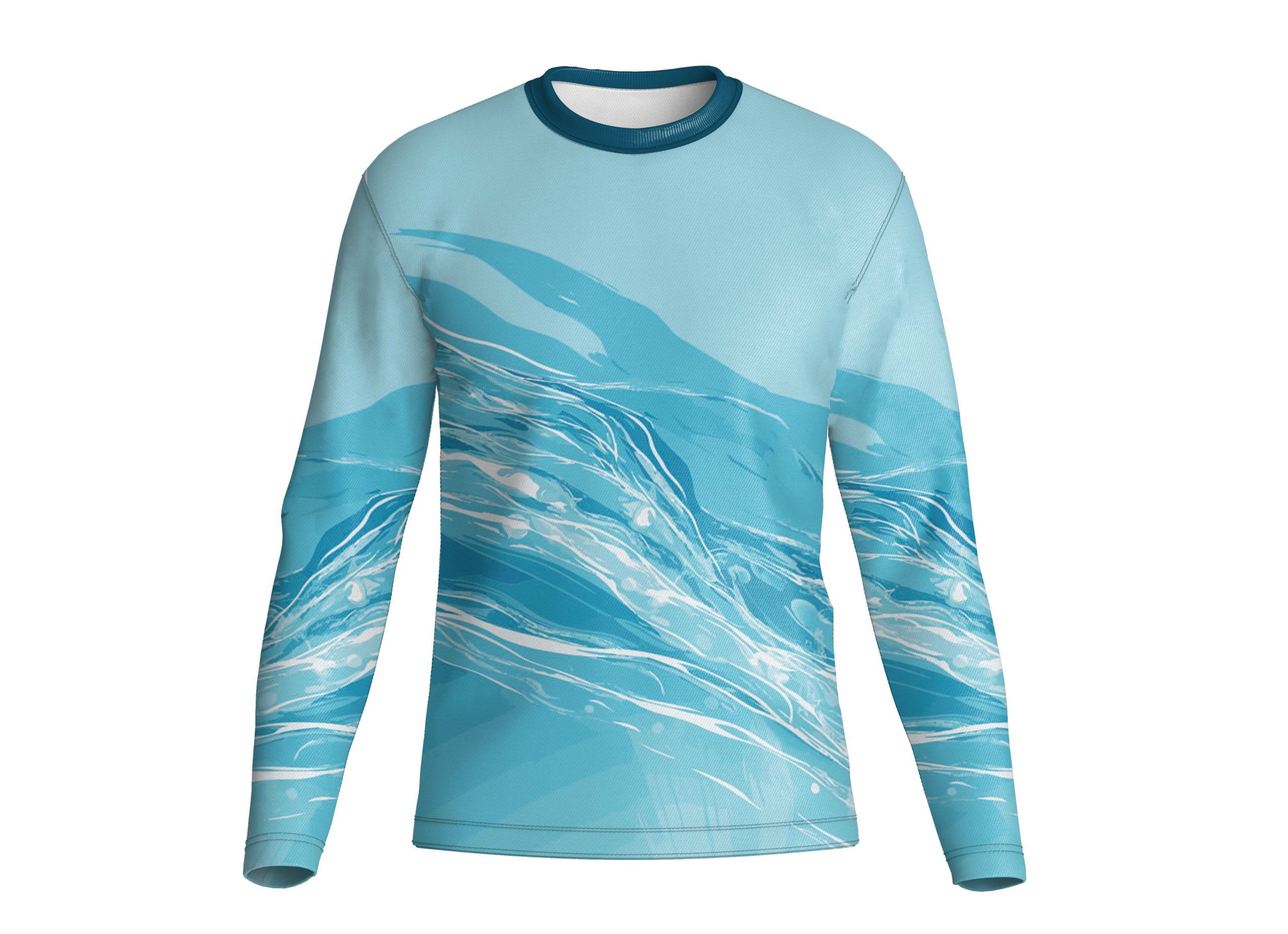 Dye Sub Men's Crew Neck T-shirt, Fitted Long Sleeve, Birdseye
