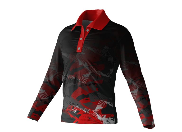 Dye Sub Men's Golf Shirt, Fitted Long Sleeve, Drop Needle