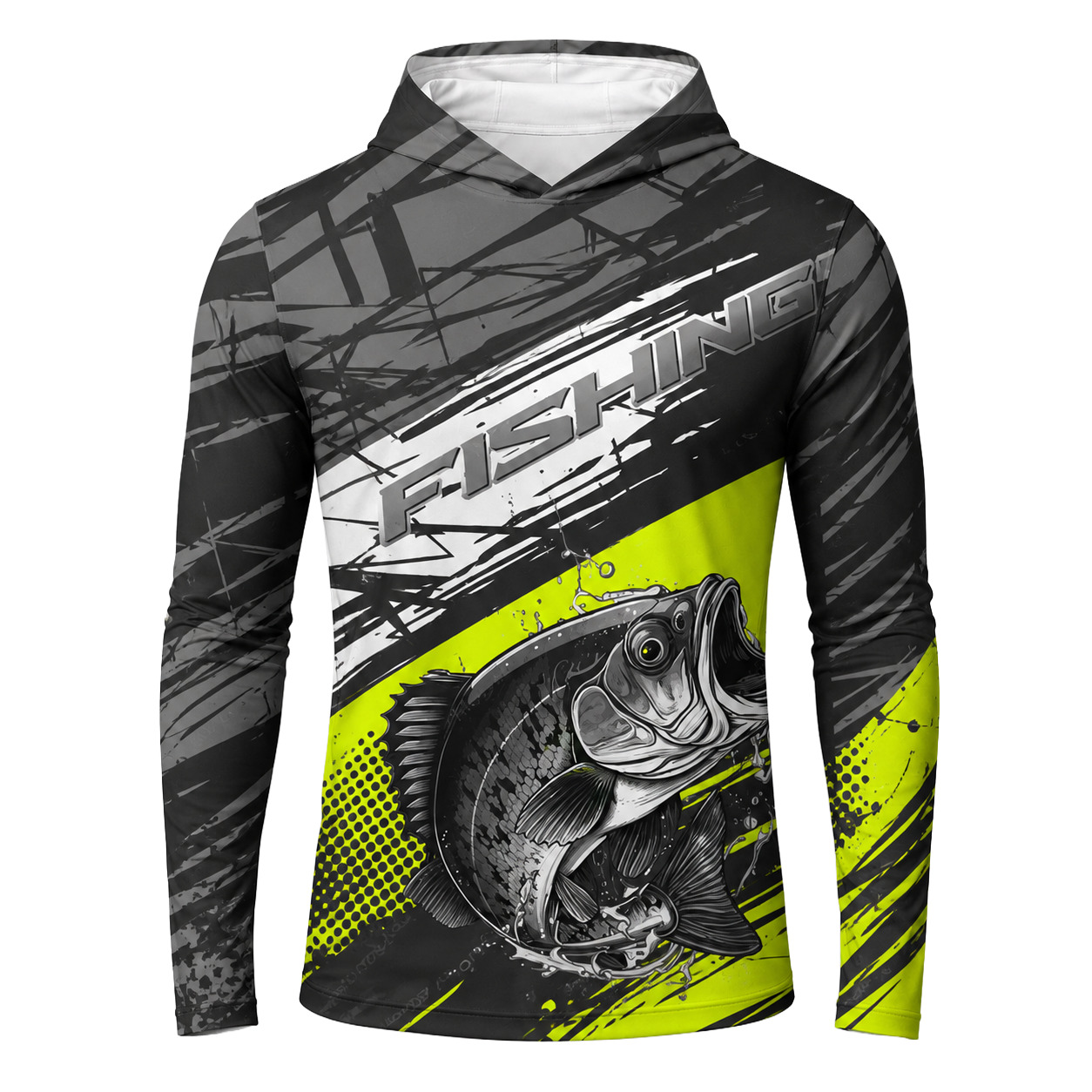 Dye Sub Men's Hooded T-shirt, Fitted Long Sleeve, Sport Tec