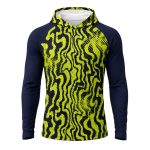 Dye Sub Men's Hooded T-shirt, Raglan Long Sleeve, Drop Needle