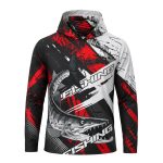 Dye Sub Men's Hooded T-shirt with Neck Warmer, Raglan Long Sleeve, Birdseye
