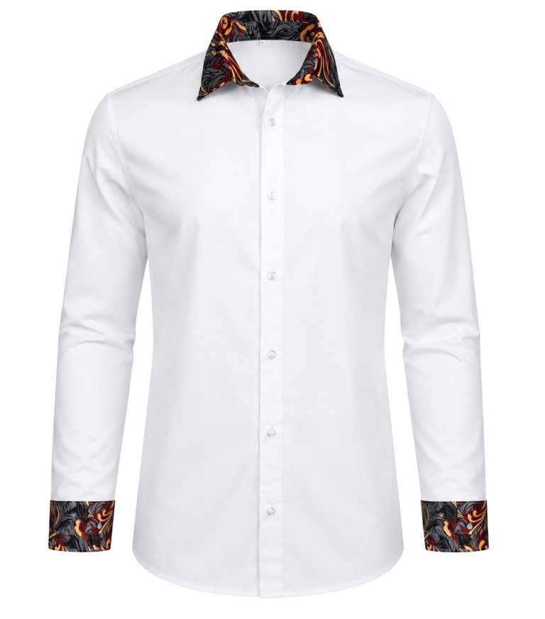 Men's Lounge Shirt, Sublimated Cuff & Collar, Long Sleeve, Poly Cotton 110g